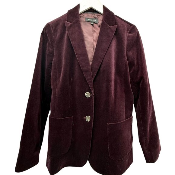 TALBOTS Corduroy Blazer Size 6 Burgundy Red Womens Preppy Classic Jacket - Picture 1 of 10